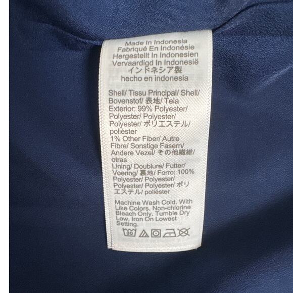 J. Crew V Neck Shimmery Clip Dot Ruffleneck Top Blue Size M - Picture 6 of 12